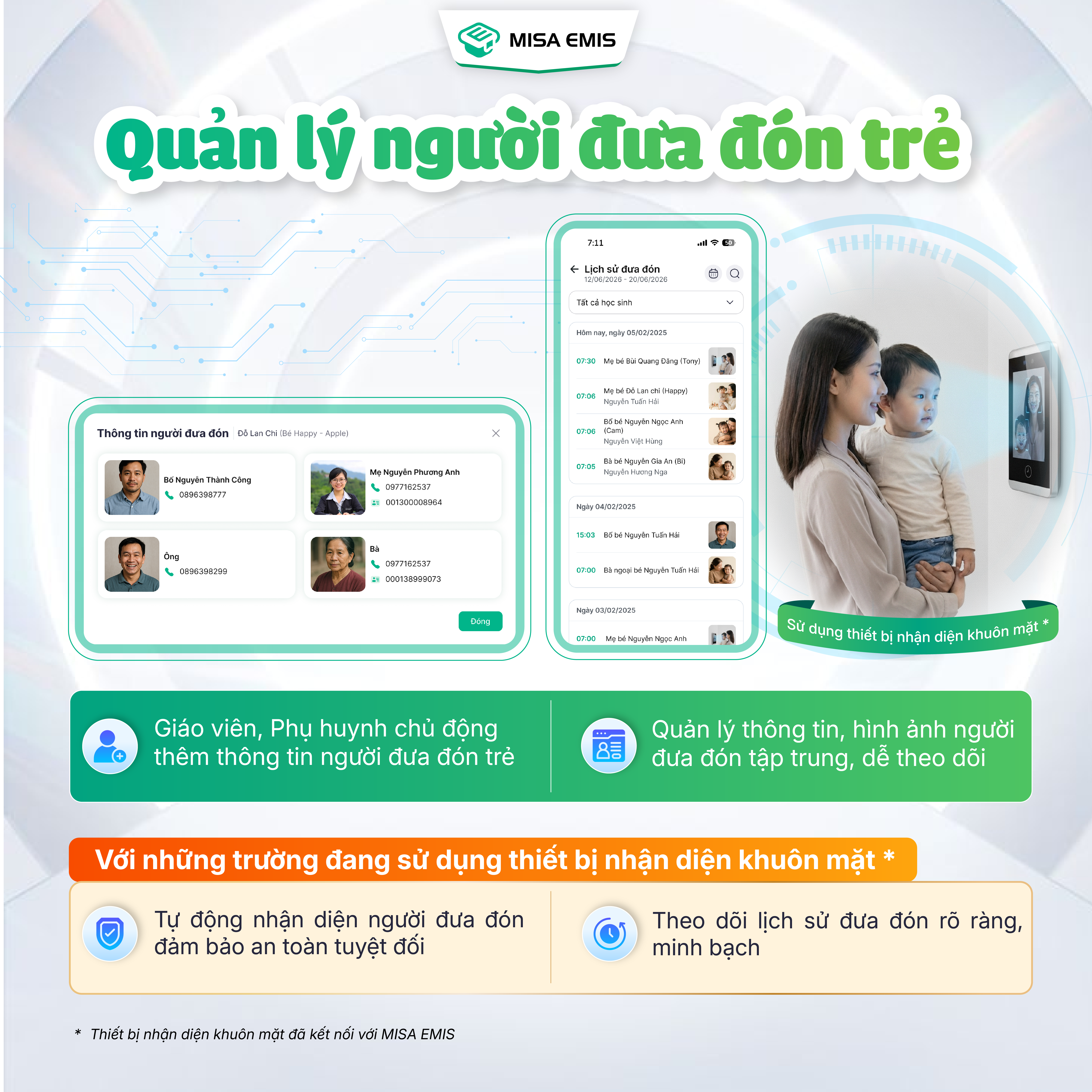 misa emis ra mắt tính năng quản lý người đưa đón trẻ