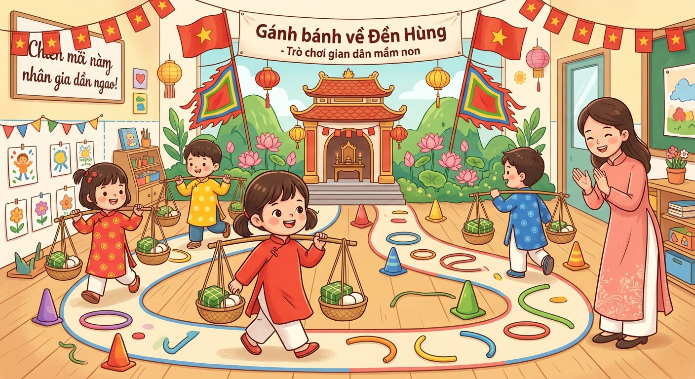 triển khai hoạt động cho trẻ mầm non về ngày giỗ tổ hùng vương