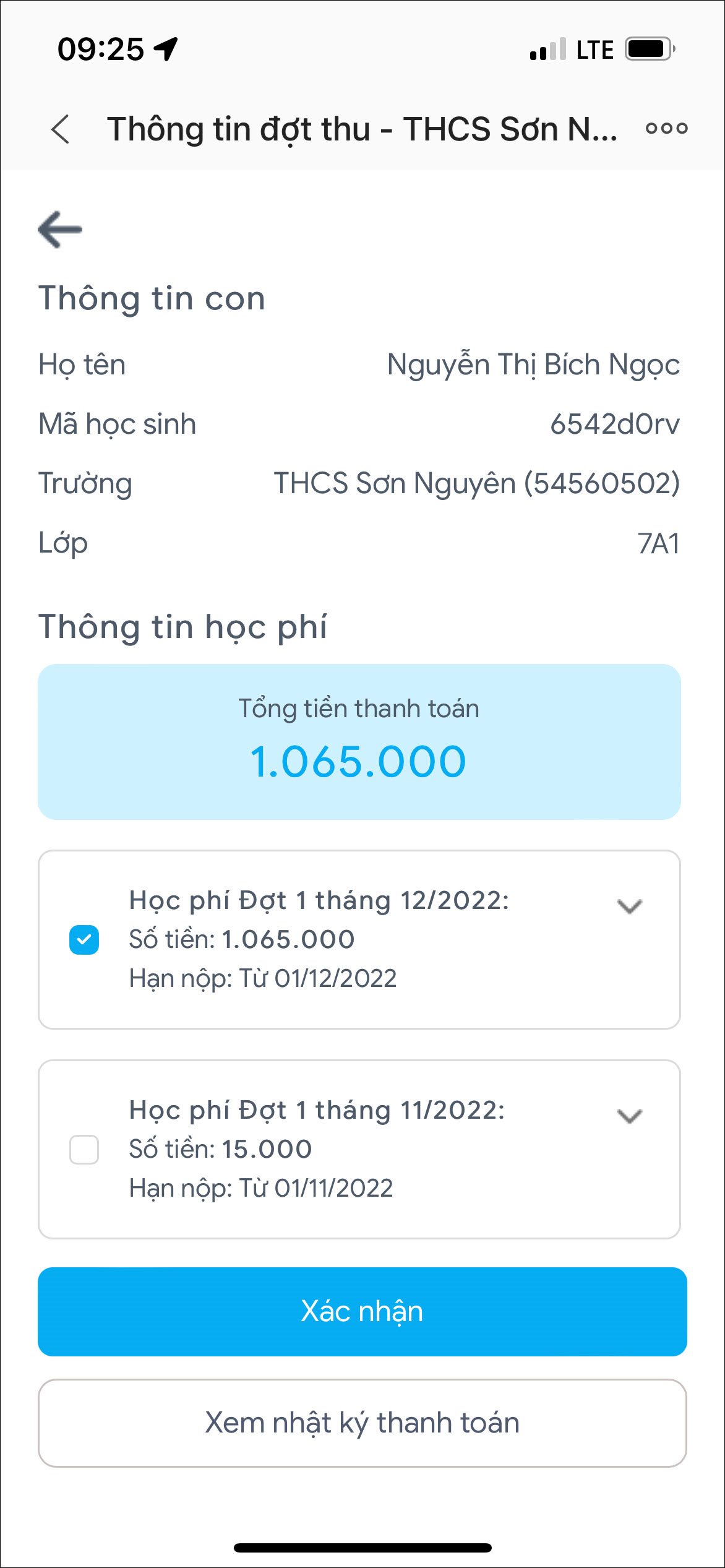 Thanh toán tiền học trực tuyến